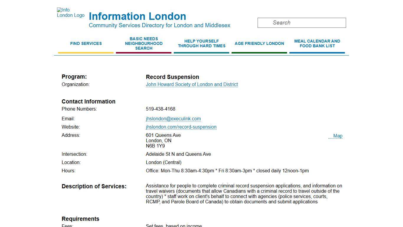 John Howard Society of London and District - Record Suspension - informationlondon.ca