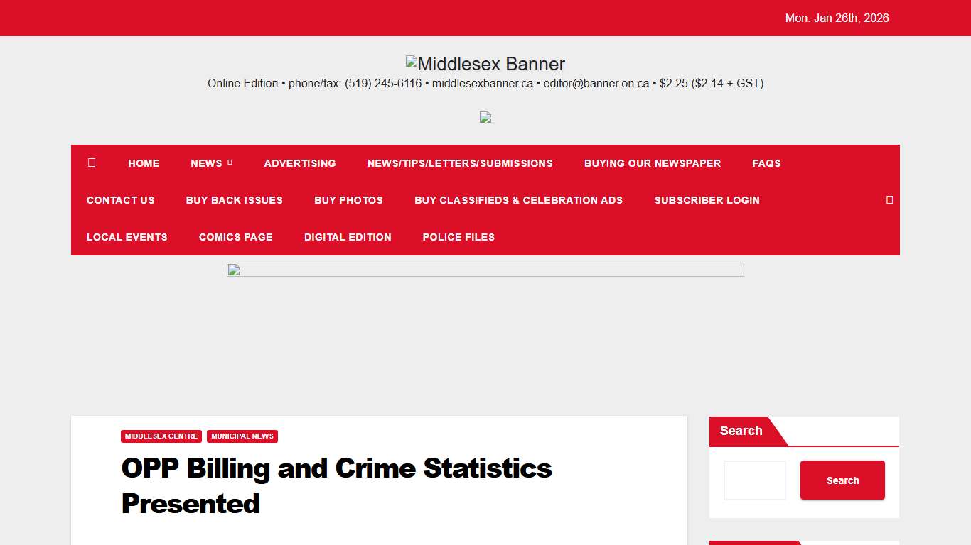 OPP Billing and Crime Statistics Presented – Middlesex Banner